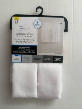 Mainstays White Marjorie Voile Rod Pocket Panels - 2 Pack